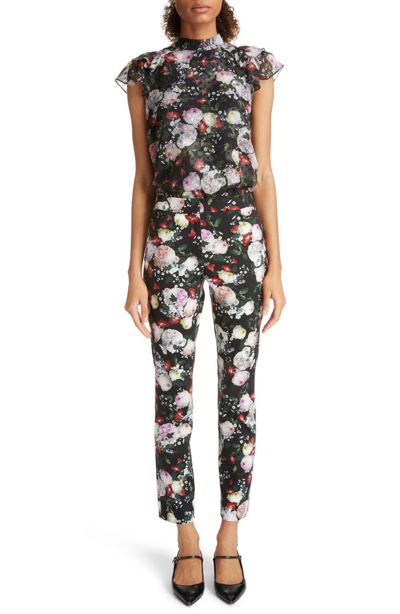 Erdem Floral Print Slim Ankle Pants, Alternate, color, 