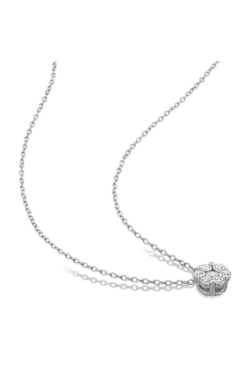Lab-Grown Diamond Floral Cluster Pendant Necklace, Alternate, color, Sterling silver