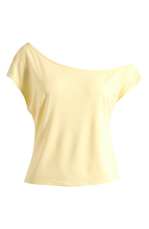 GOOD AMERICAN GOOD AMERICAN ASYMMETRIC OFF THE SHOULDER JERSEY TOP 