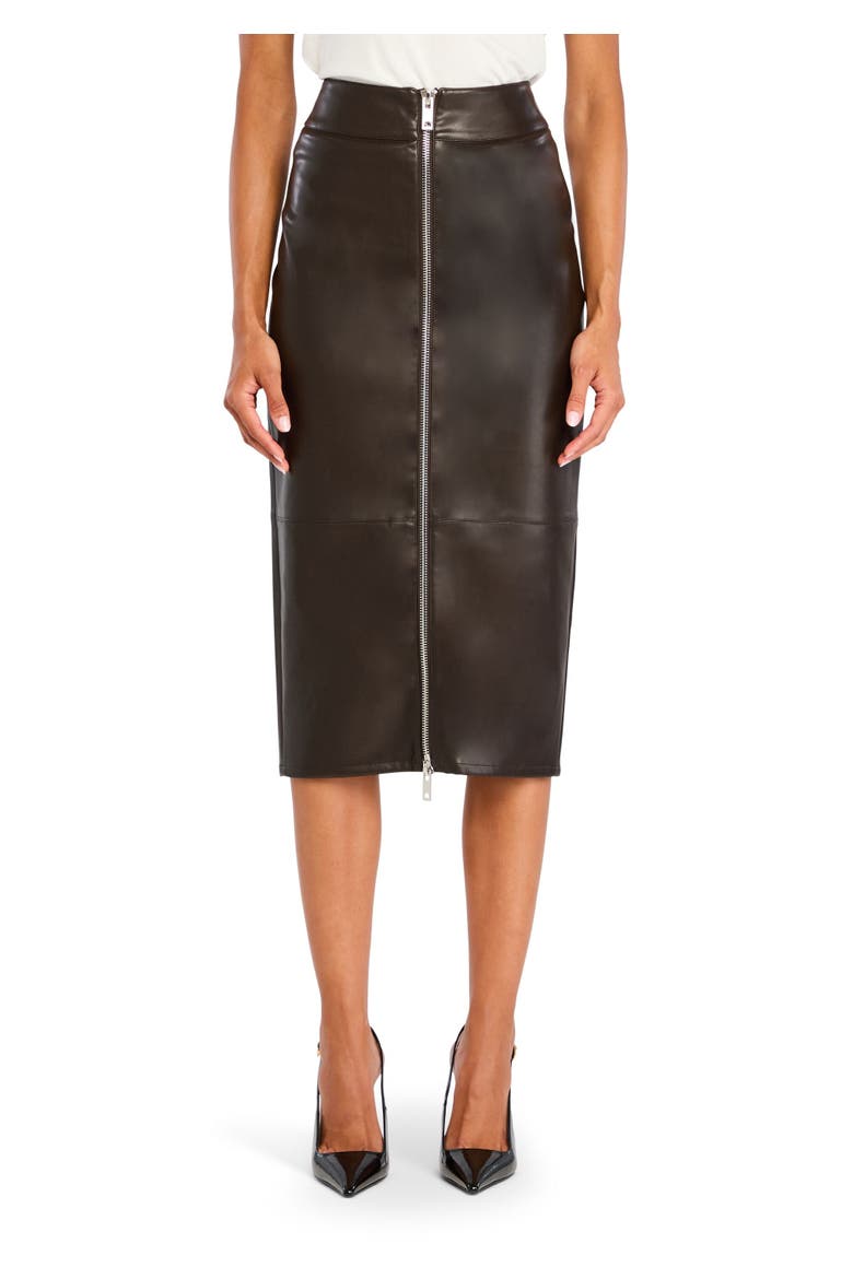 Millicent Vegan Leather High Rise Midi Skirt, Main, color, Ash Brown