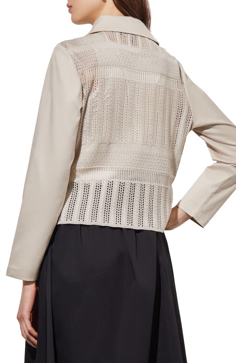 Ming Wang Knit & Twill Moto Jacket, Alternate, color, 