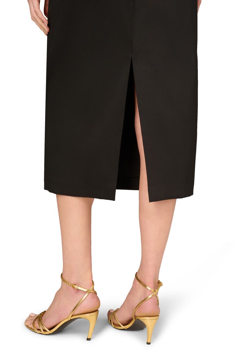 Stretch Mikado Midi Sheath Dress, Alternate, color, BLACK