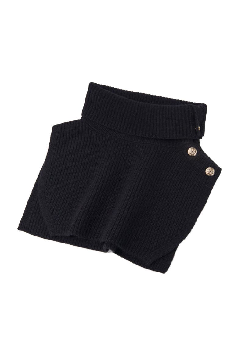 Button-up wool mix collar wrap, Alternate, color, Black
