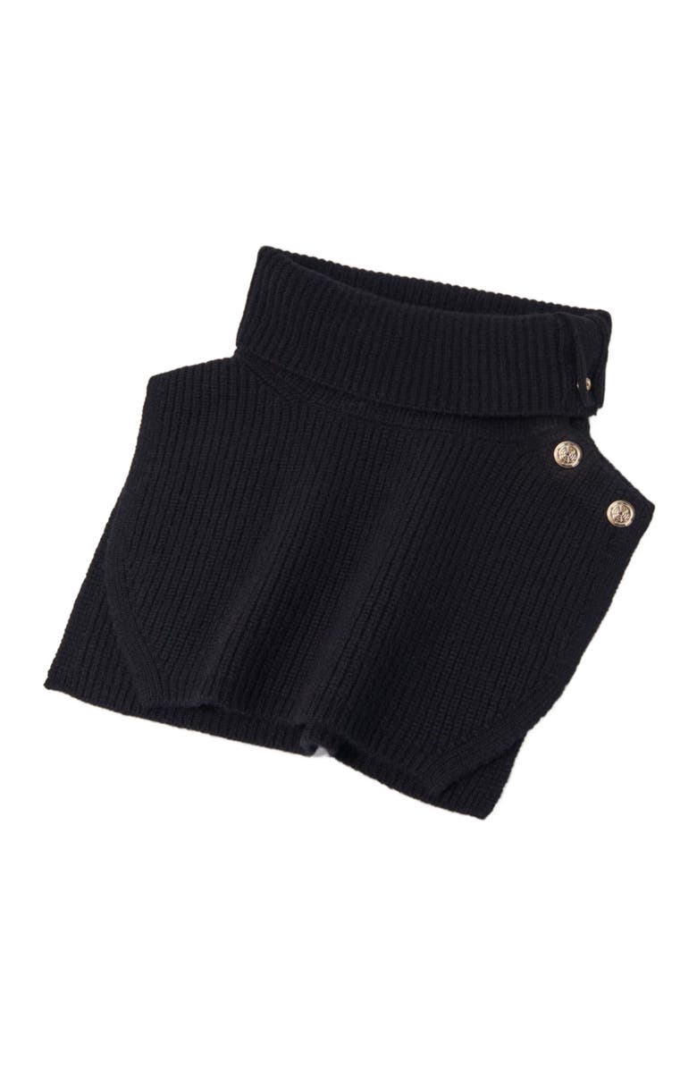 maje Button-up wool mix collar wrap, Alternate, color, Black