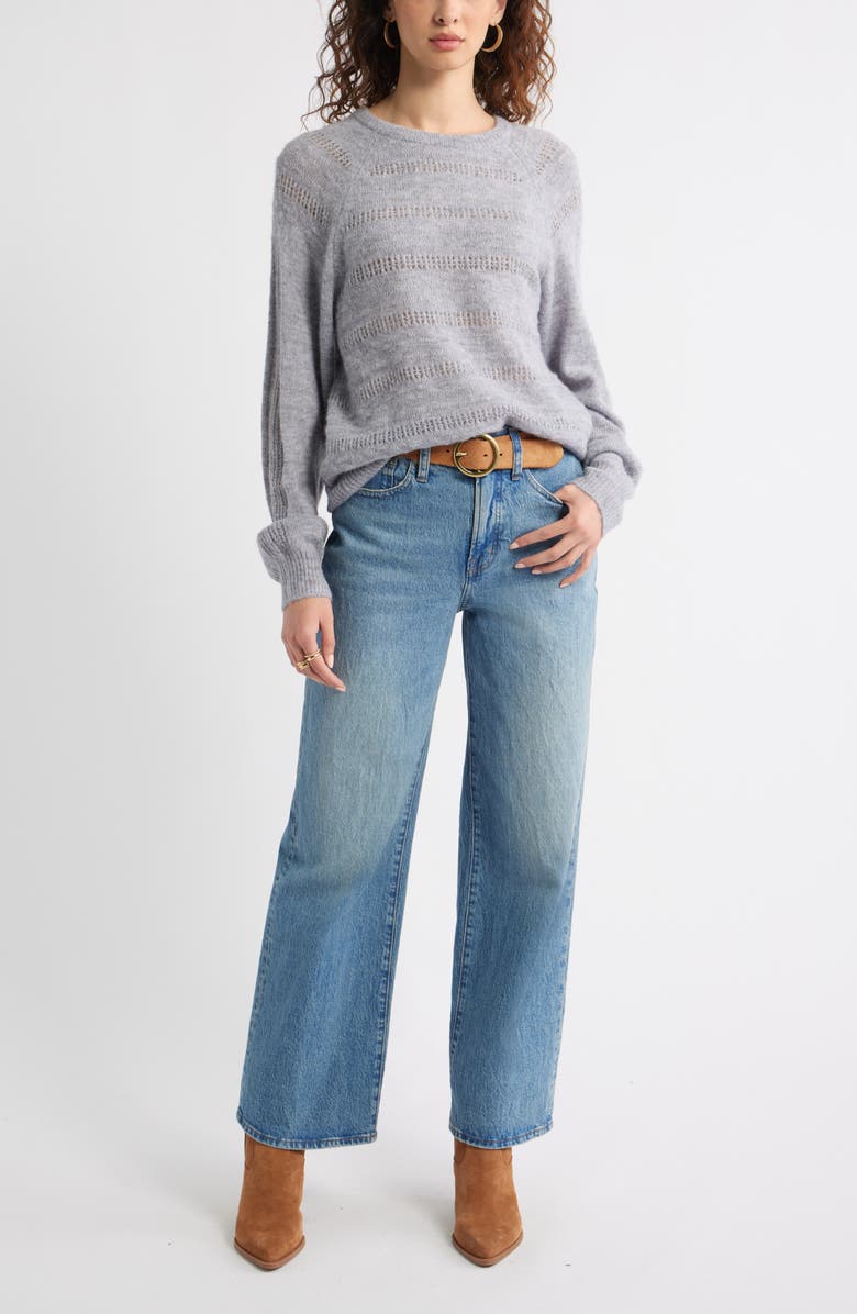 Treasure & Bond Pointelle Raglan Sleeve Sweater, Alternate, color, Grey Heather