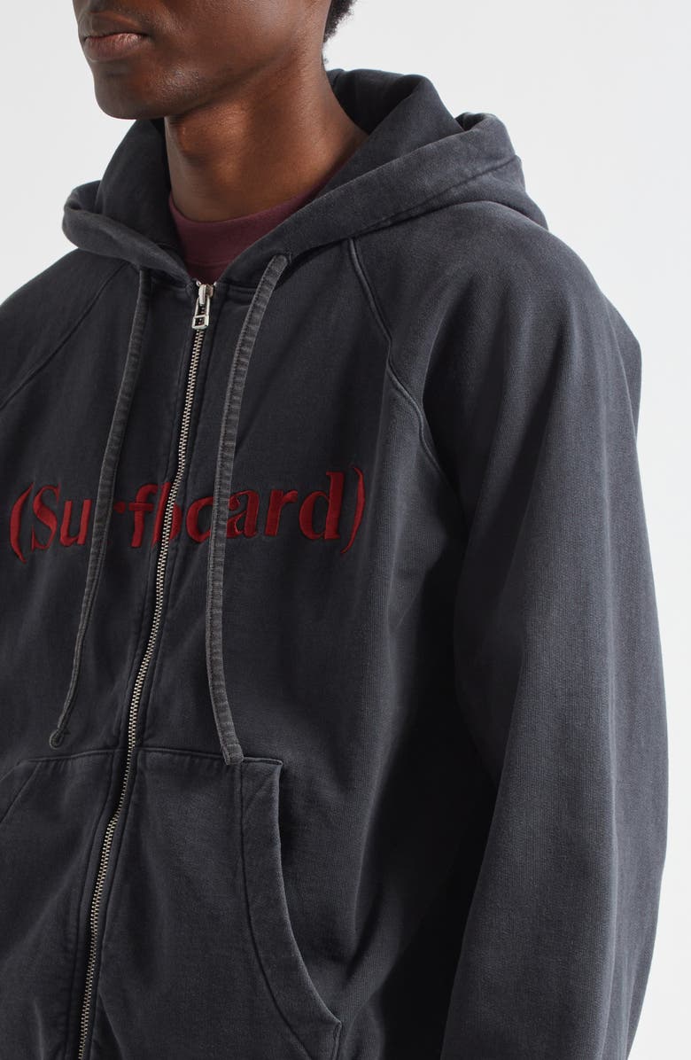 STOCKHOLM SURFBOARD CLUB Ace Embroidered Logo Organic Cotton Zip Hoodie, Alternate, color, Black