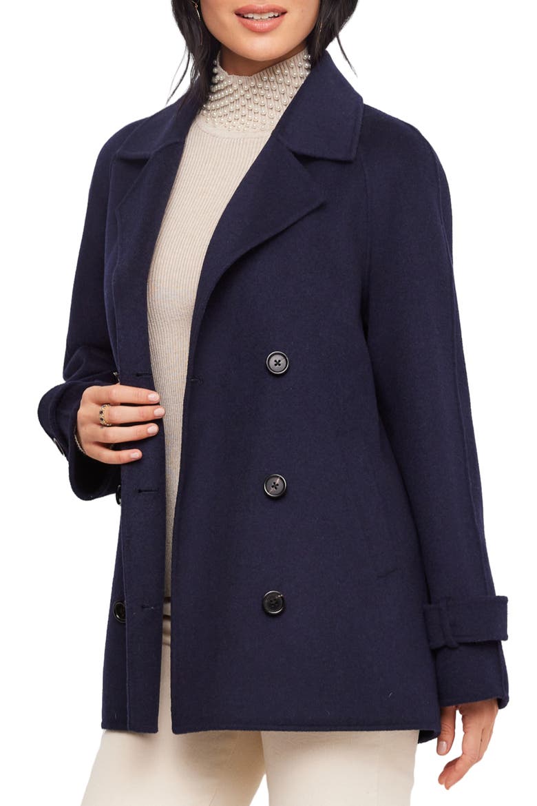 Brushed Wool Blend Peacoat, Alternate, color, NAVY