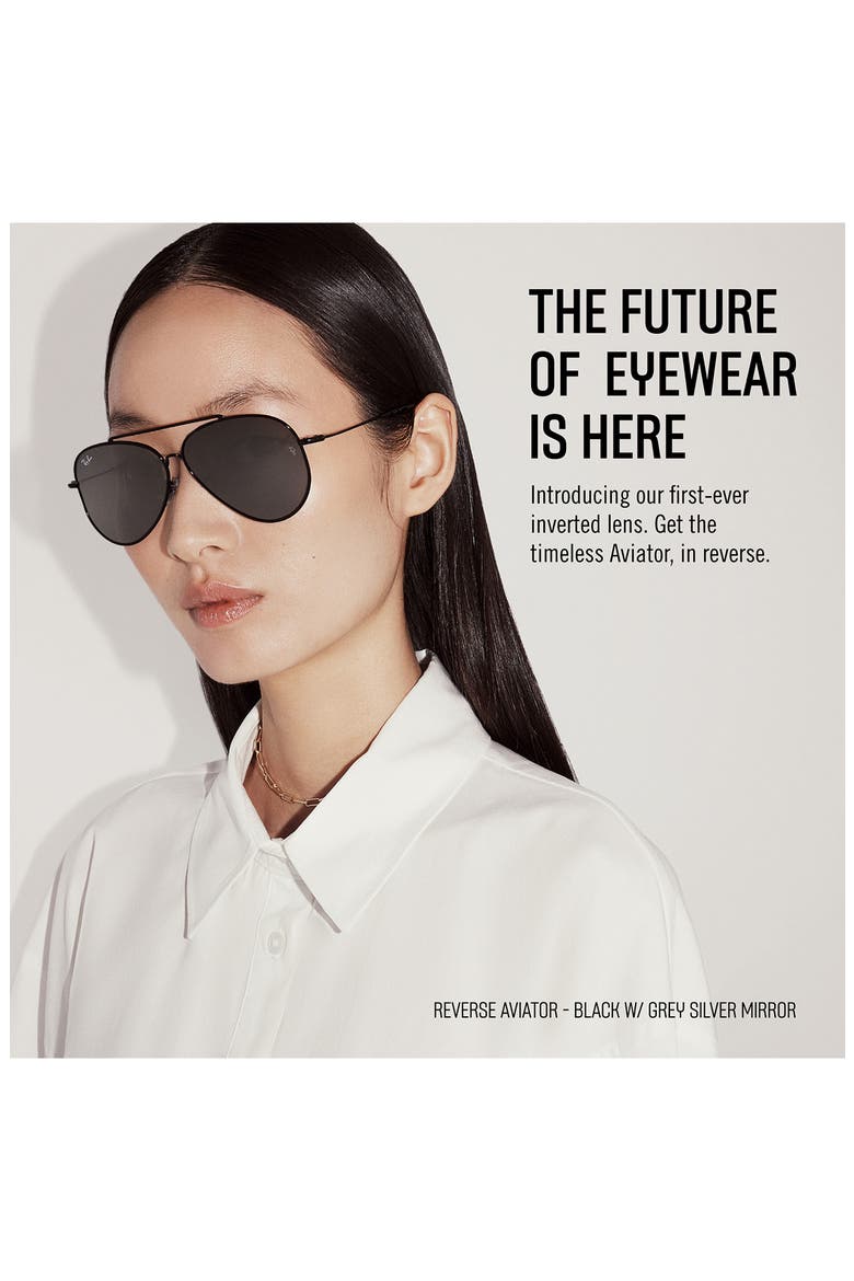 Reverse 59mm Gradient Aviator Sunglasses, Alternate, color, GUNMETAL