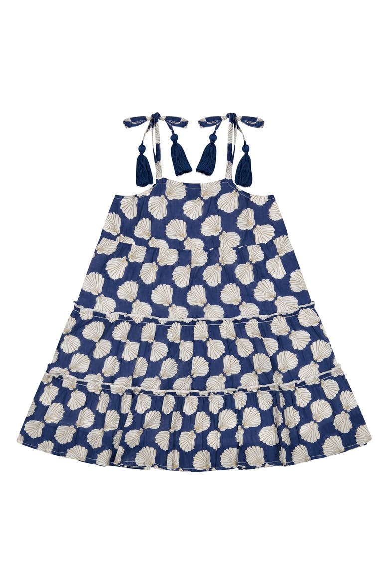 Bella Girls Shoulder Tie Sundress, Main, color, Shell Beach Navy