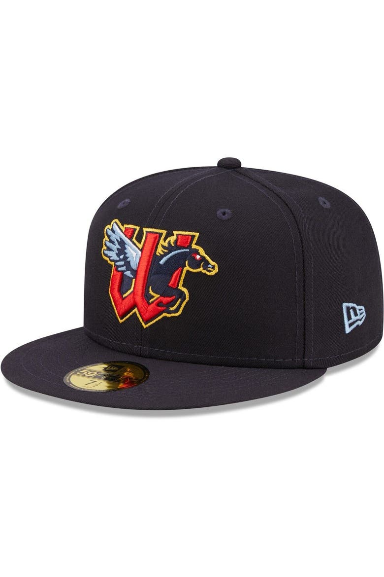 Men's New Era Navy Wichita Wind Surge Authentic Collection 59FIFTY Fitted Hat, Main, color, Navy