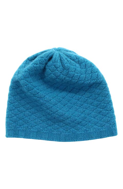 Basketweave Stitch Cashmere Beanie