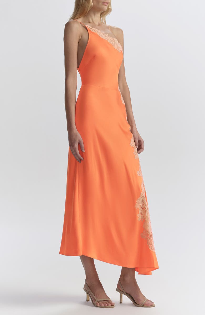A.L.C. Lou Lace Trim Sleeveless Satin Maxi Dress, Alternate, color, Vivid Orange/ Pale Blush