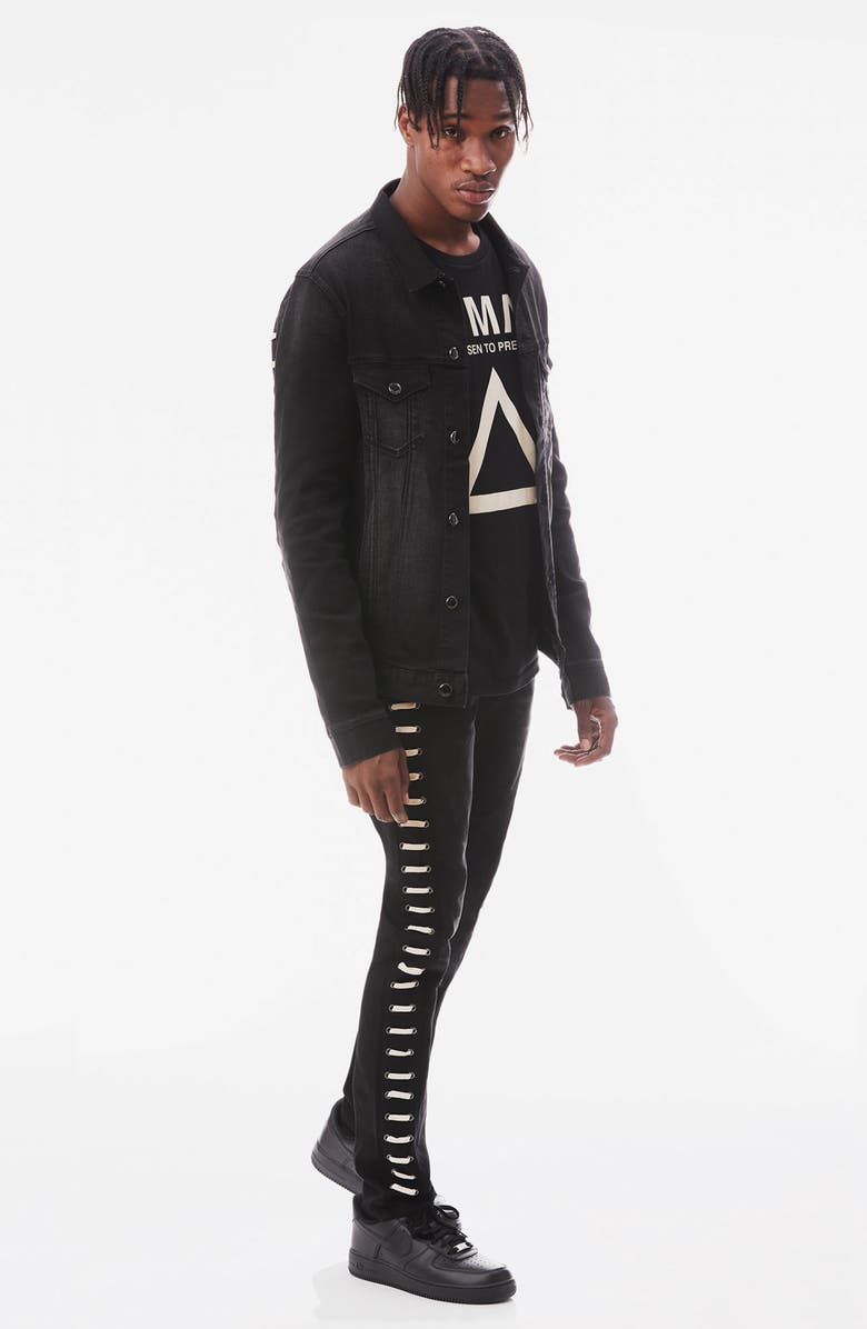 HVMAN MK1 Lace-Up Denim Jacket, Alternate, color, 