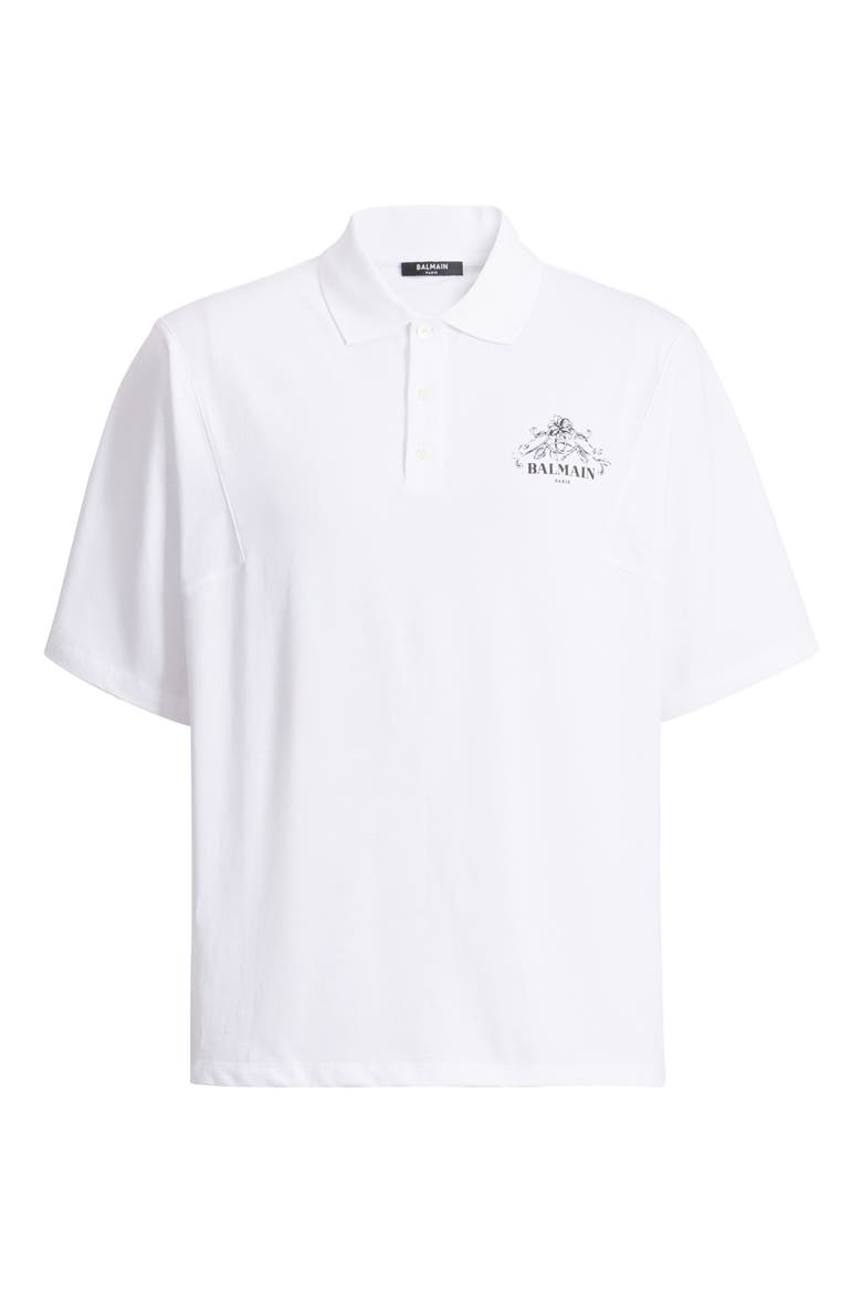 Printed Balmain Vine polo, Alternate, color, white