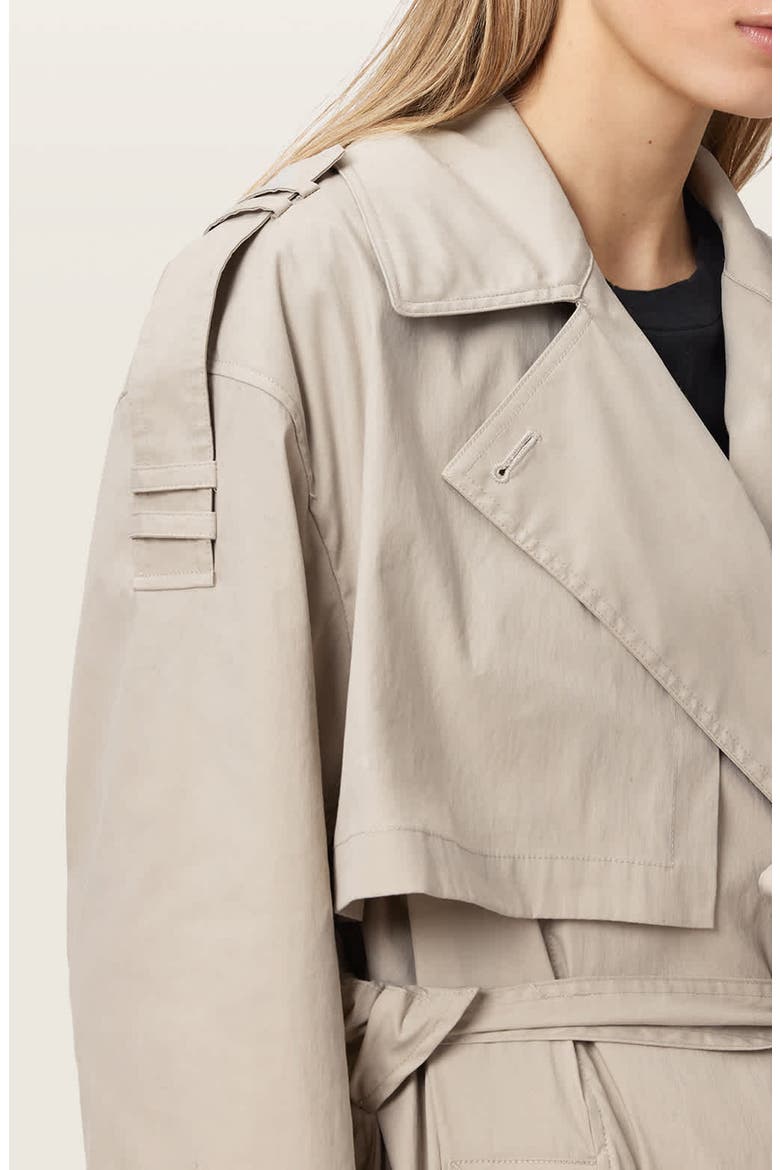 Linnie Lib Cotton & Nylon Trench Coat, Alternate, color, CLAY GREY