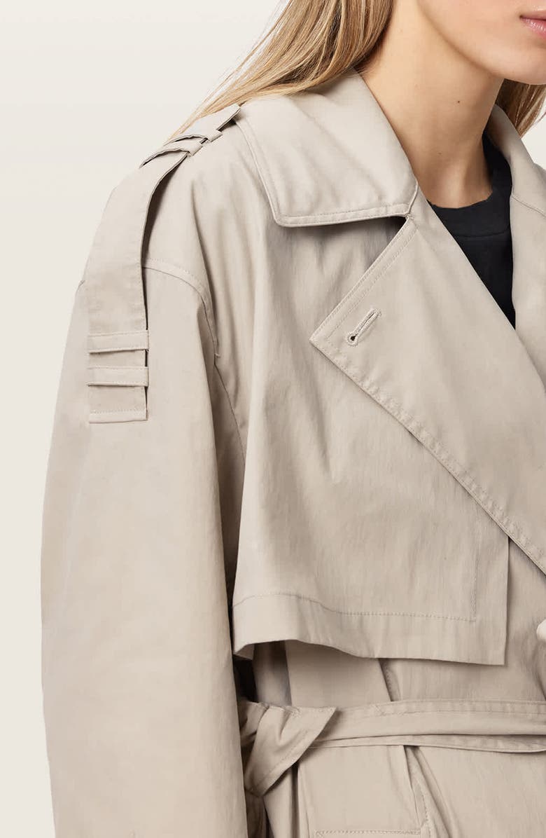 AllSaints Linnie Lib Cotton & Nylon Trench Coat, Alternate, color, Clay Grey