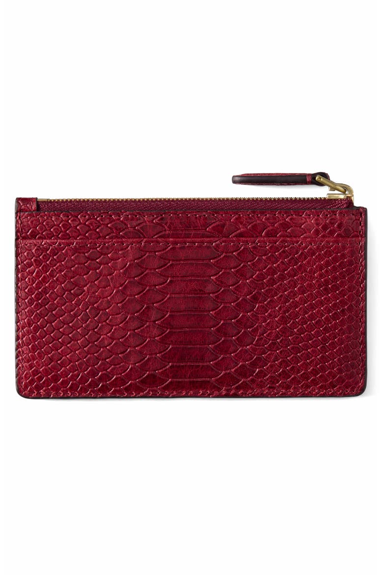 Continental Zip Long Snakeskin Embossed Leather Card Case, Alternate, color, APPLE RED