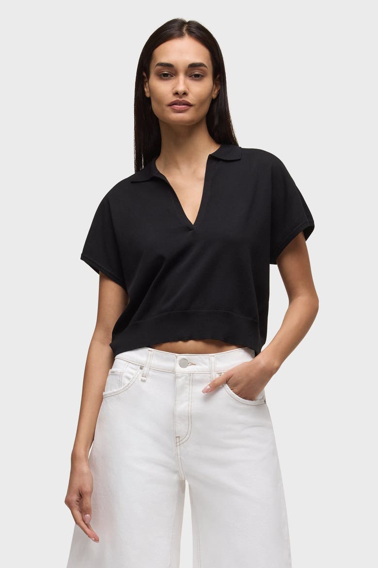 draped collared sweater, Main, color, black