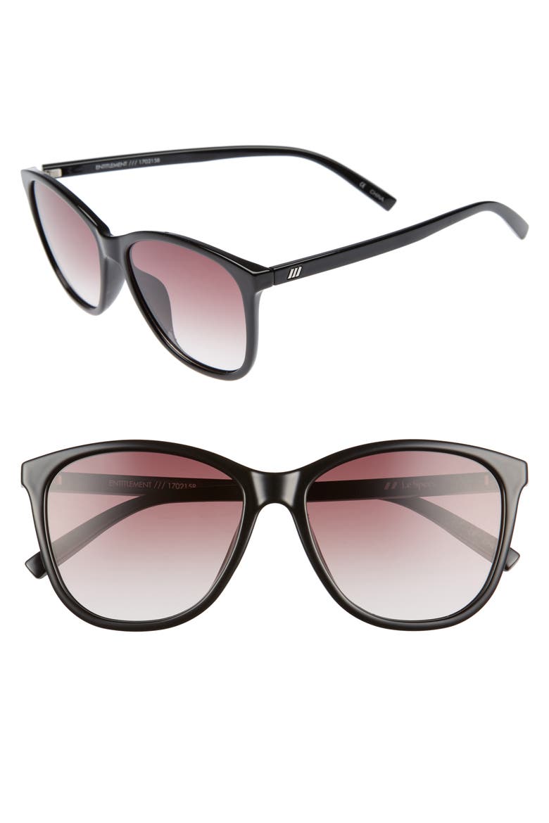 Entitlement 57mm Sunglasses, Alternate, color, BLACK