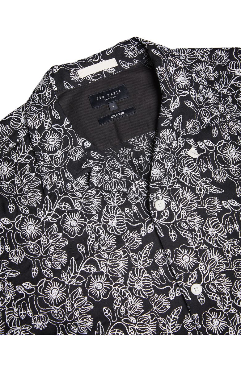 Ted Baker London Mulben Floral Embroidered Camp Shirt, Alternate, color, 