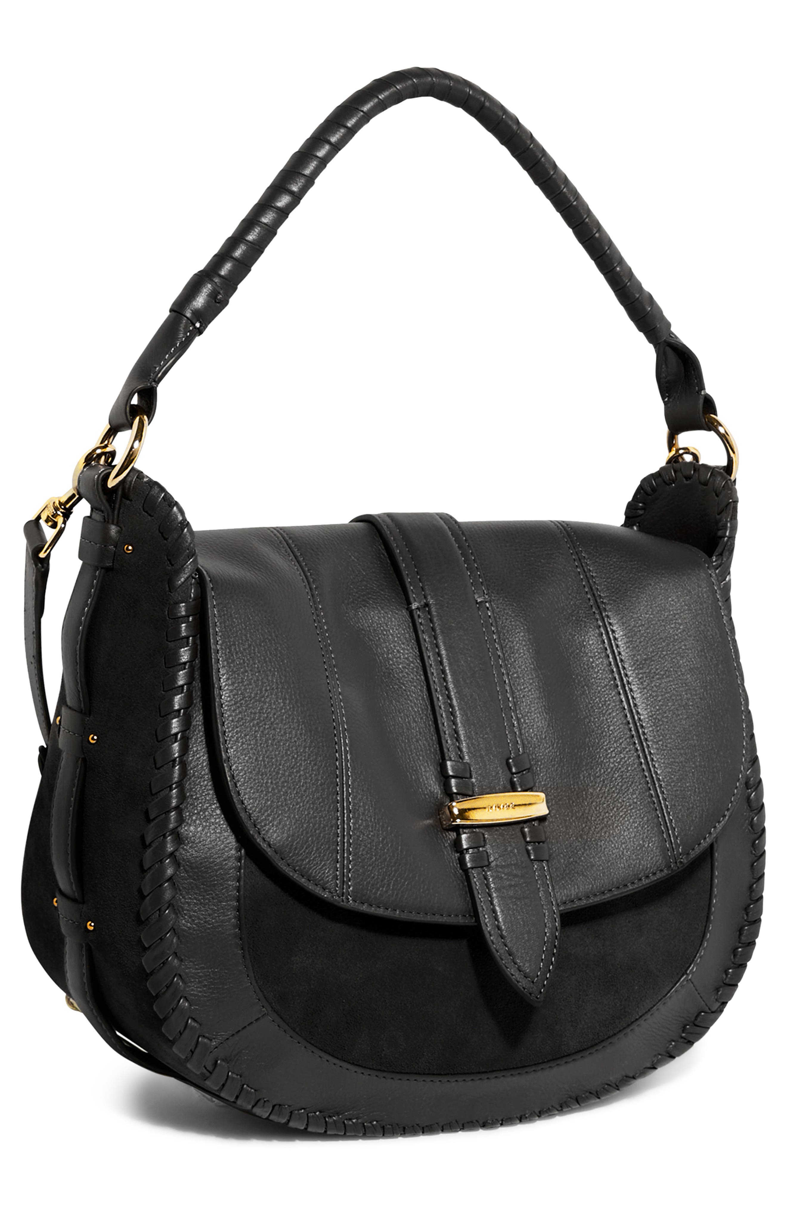 AIMEE Willow Convertible Leather Shoulder Bag, Alternate, color, Black