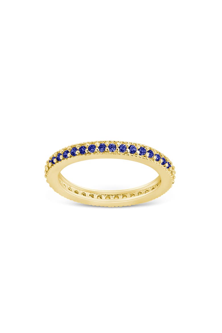 Cubic Zirconia Pavé Thin Band Ring, Main, color, GOLD/ SAPPHIRE