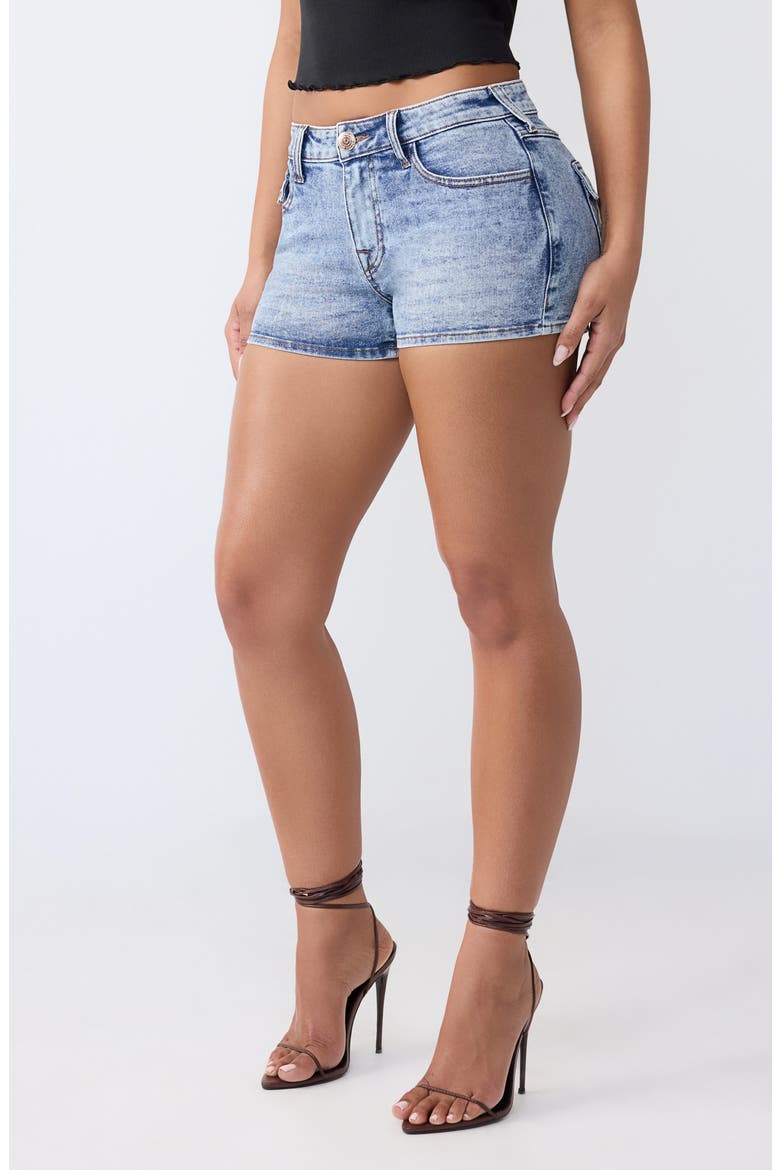 Jennie Low Rise Denim Shorts, Alternate, color, MEDIUM AVENTURINE BLUE WASH