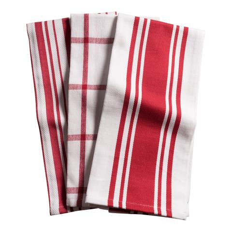 Centerband/Basketweave/Windowpane Kitchen Towels, Set of 3