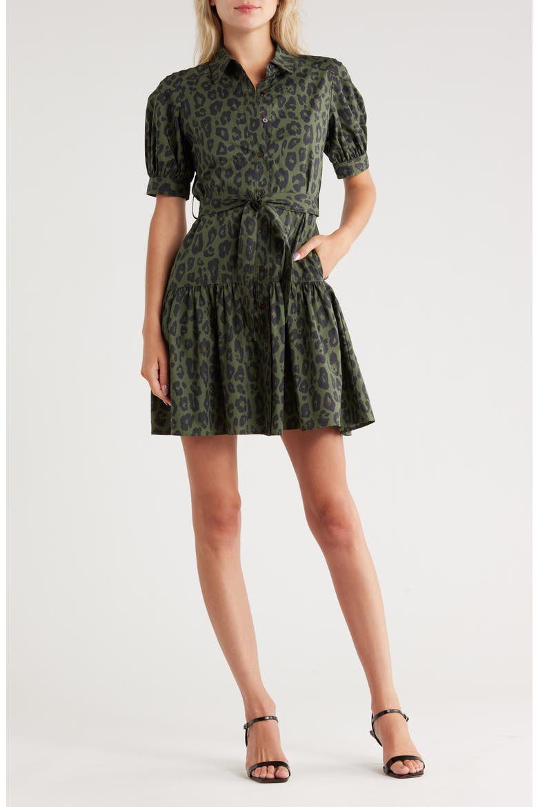 Luma Leopard Shirtdress, Main, color, OLIVE/ BLACK LEOPARD