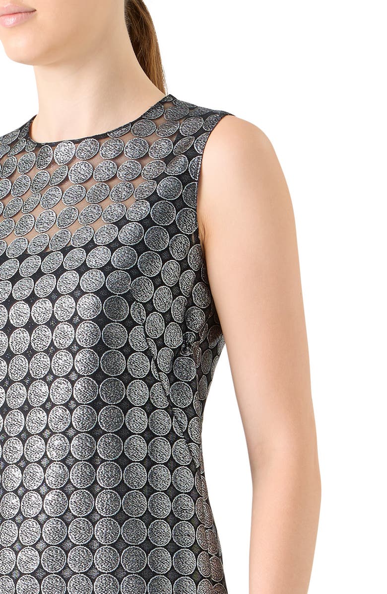 Akris punto Metallic Dot Semisheer Sleeveless Dress, Alternate, color, Brushed Steel