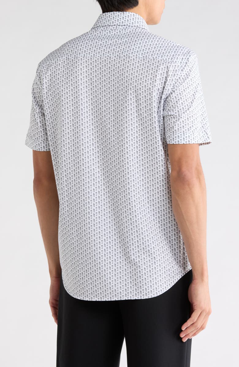 Bugatchi Short Sleeve Woven Shirt, Alternate, color, White