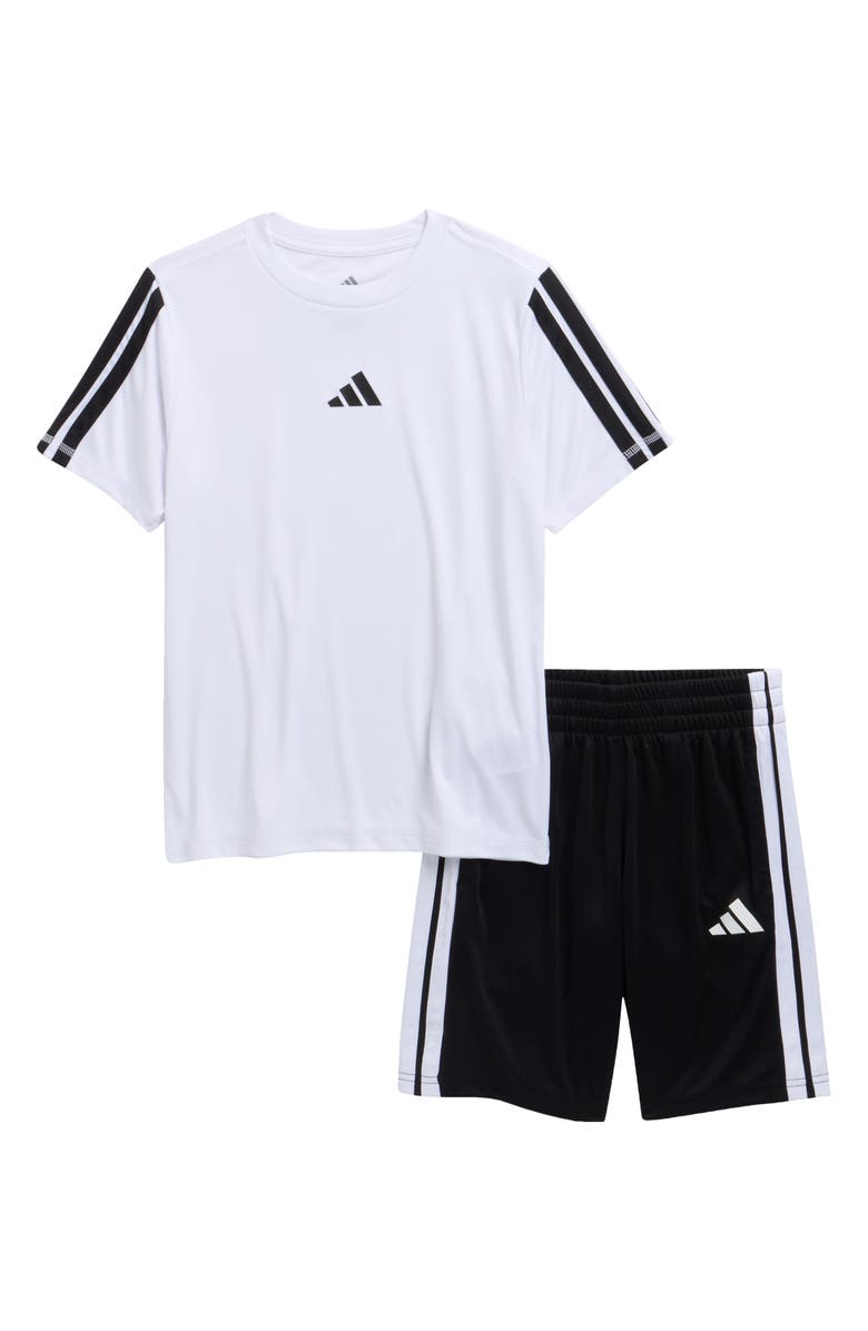 adidas Kids' 3-Stripes Recycled Polyester T-Shirt & Shorts Set, Main, color, White