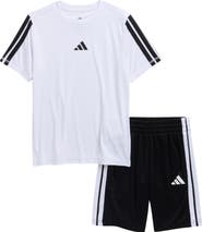 adidas Kids' 3-Stripes Recycled Polyester T-Shirt & Shorts Set