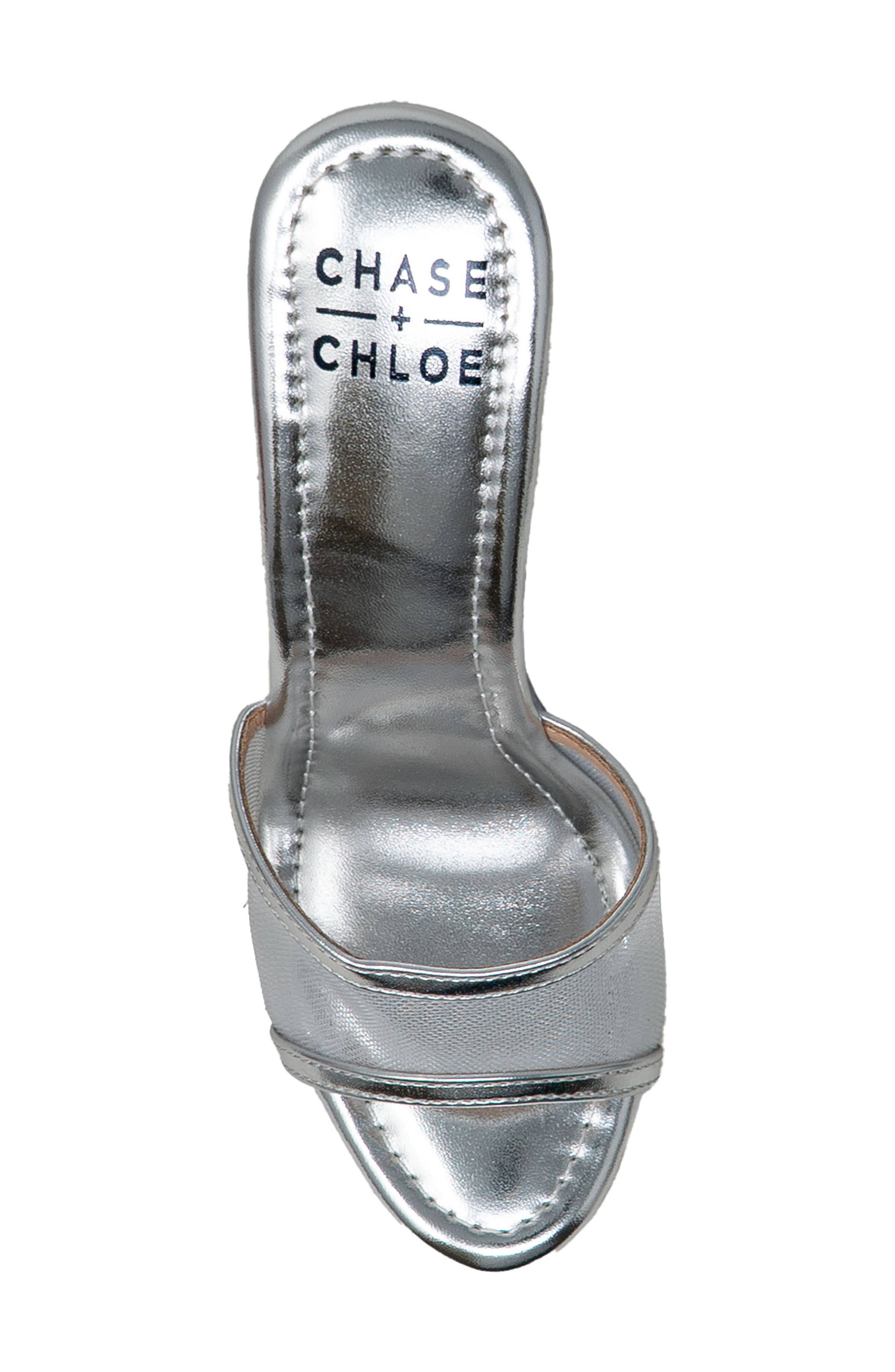 CHASE AND CHLOE Mesh Strap Platform Sandal, Alternate, color, Silver