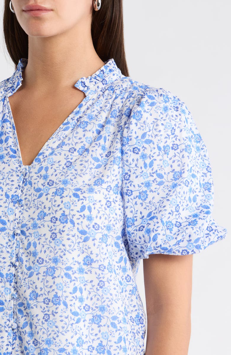SUGARLIPS Maisie Floral Print Top, Alternate, color, White-Blue-Combo