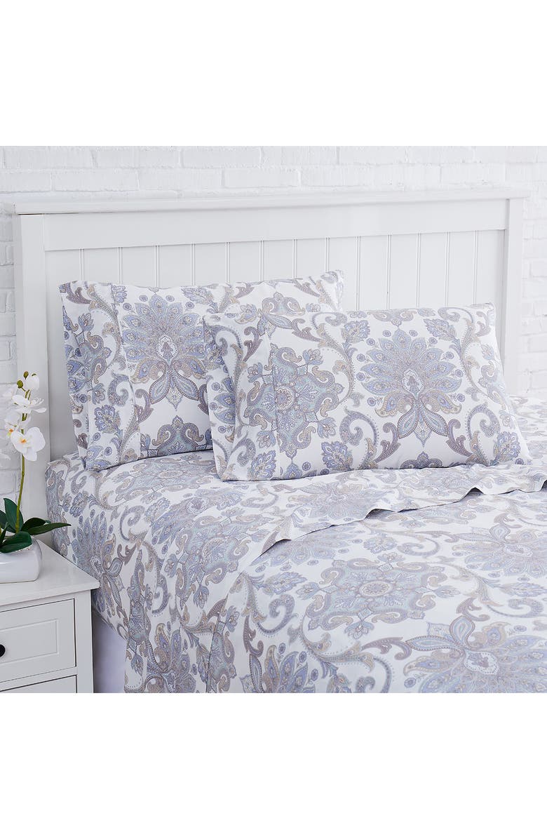 SOUTHSHORE FINE LINENS Serenity 300 TC Long Staple Sateen Cotton Sheet Set, Alternate, color, Serenity Aqua