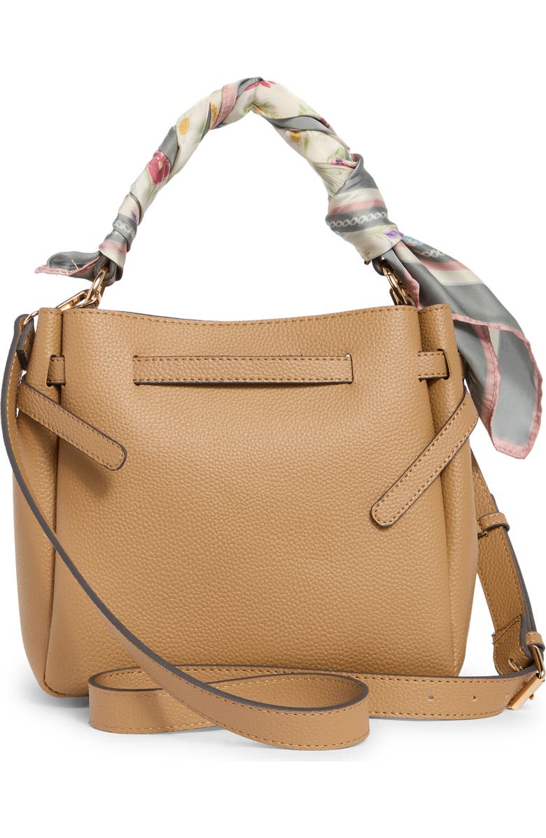 Nanette Lepore Scarf Trim Belted Bucket Bag, Alternate, color, Brown Sugar