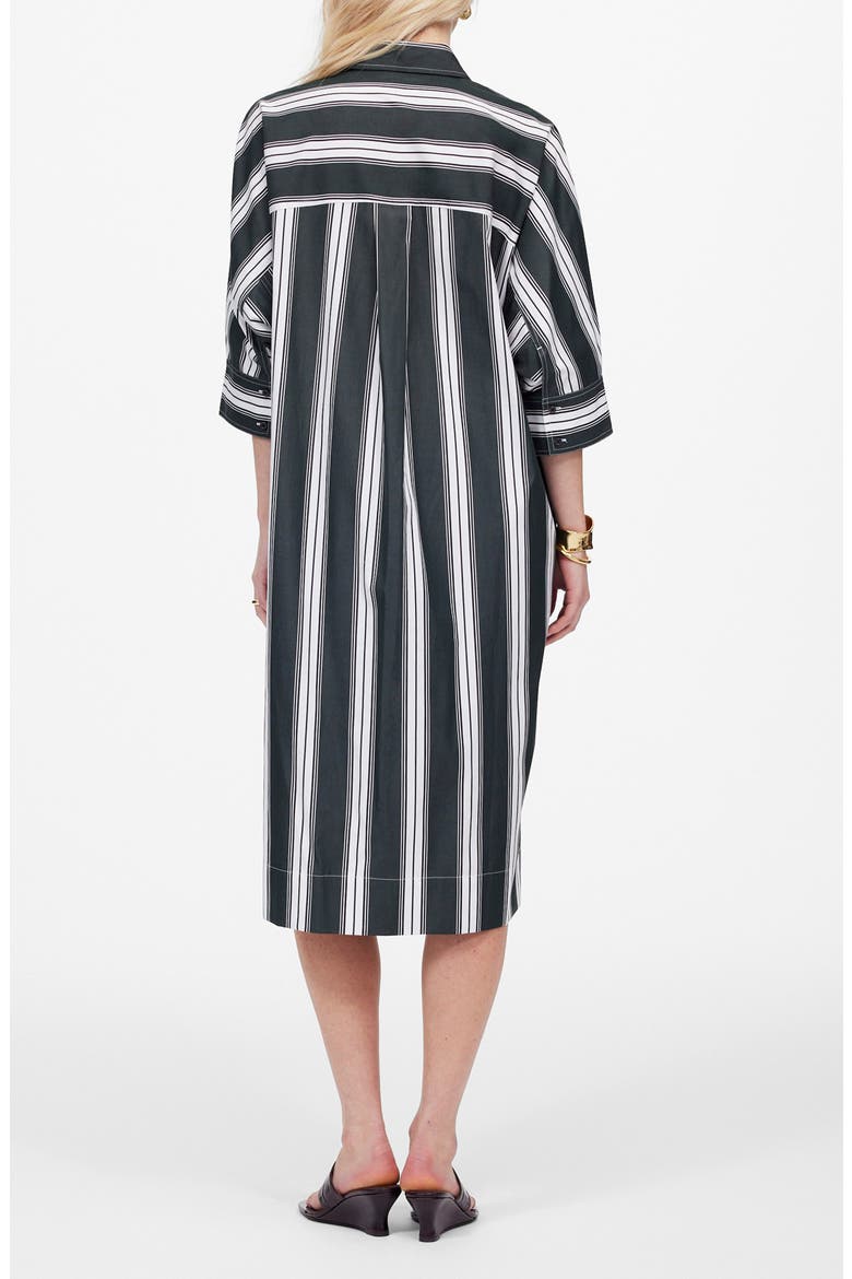 Stripe Dolman Sleeve Poplin Midi Shirtdress, Alternate, color, SUMMIT GREEN