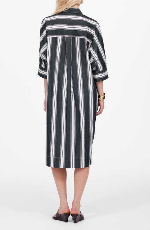 Shop Madewell Stripe Dolman Sleeve Poplin Midi Shirtdress In Summit Green