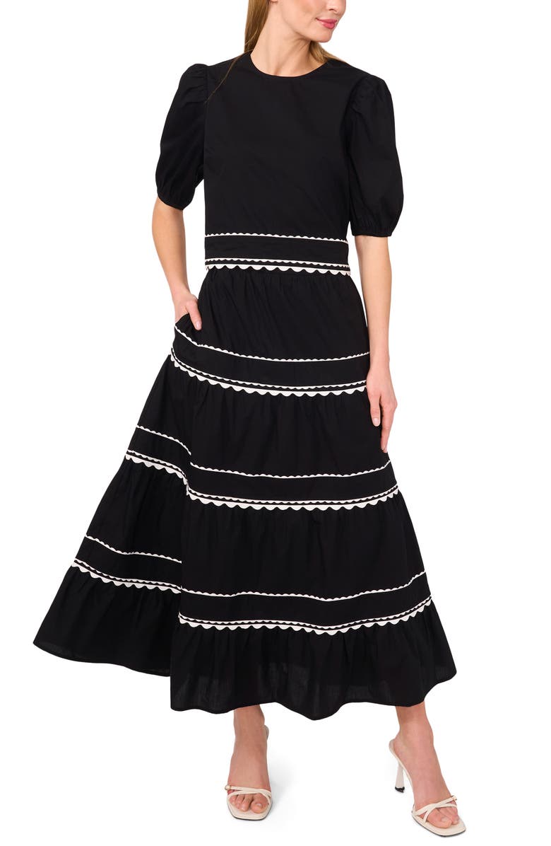 CeCe Scalloped Trim Cotton Maxi Skirt, Alternate, color,