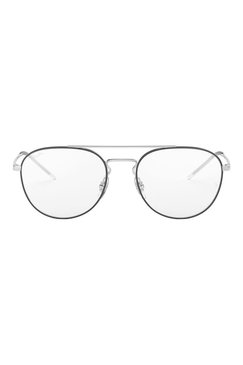 Unisex 55mm Aviator Optical Glasses, Main, color, BLACK SILVER