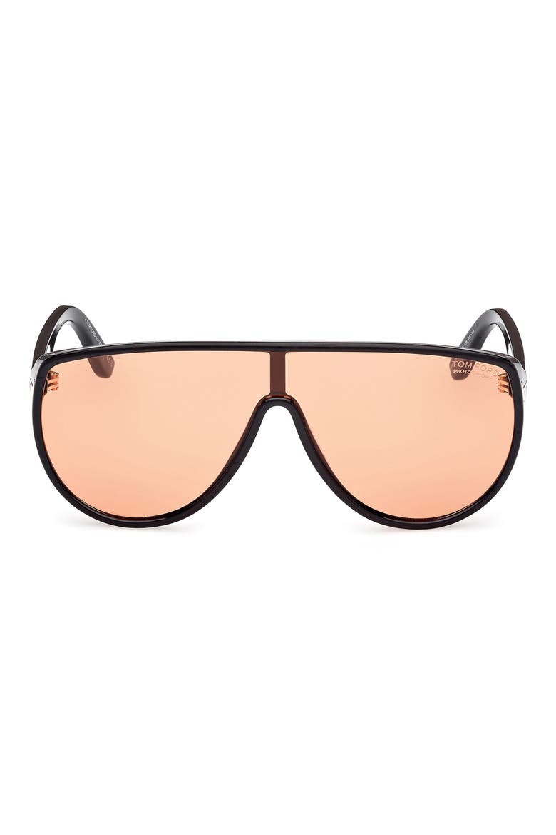 Achilles 138mm Shield Sunglasses, Main, color, BLACK / T LOGO / TERRACOTTA
