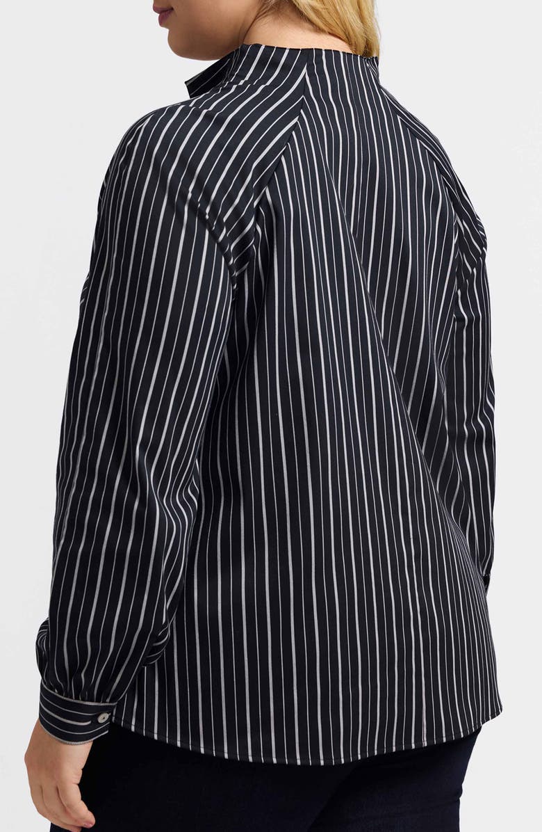 Foxcroft Daphne Stripe Stretch Cotton Blend Pullover Shirt, Alternate, color, Black/ White