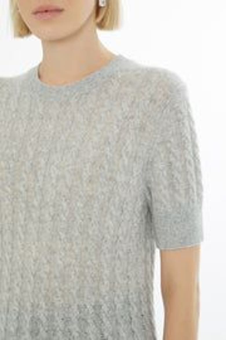 Crew Neck Short-Sleeve Wool Cashmere Sweater, Alternate, color, Grey