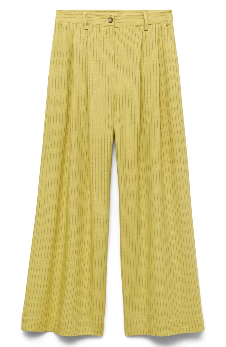 MANGO Luce Stripe Wide Leg Pants, Alternate, color, Lime