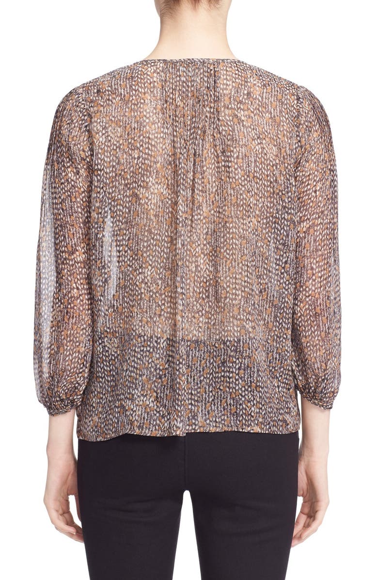 Joie 'Suzetta' Split Neck Print Silk Blouse, Alternate, color, 