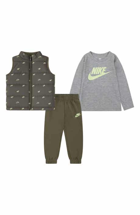 Nike Kids' Futura Puffer Vest, Logo T-Shirt & Fleece Joggers Set