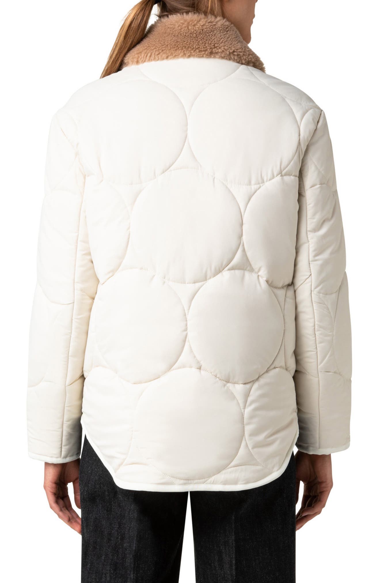 Circle Quilted Jacket with Faux Fur Collar - image 2