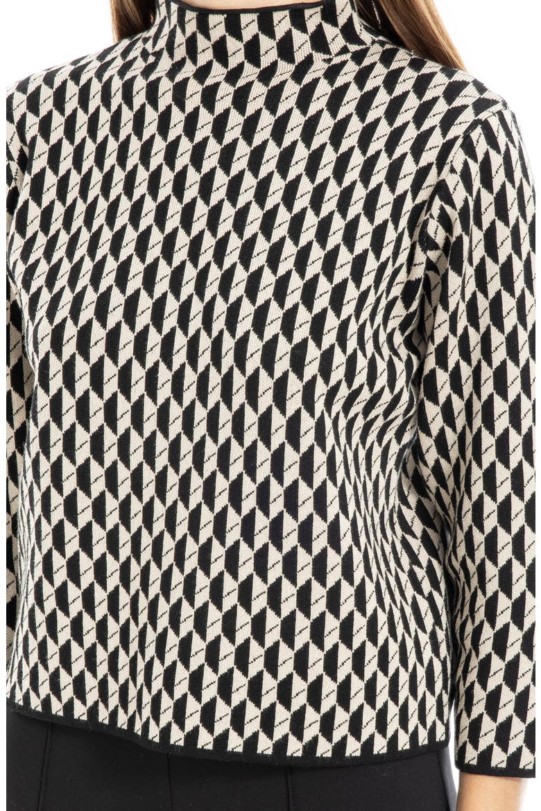 Mock Neck Sweater, Alternate, color, BLACK/ BONE LEAF