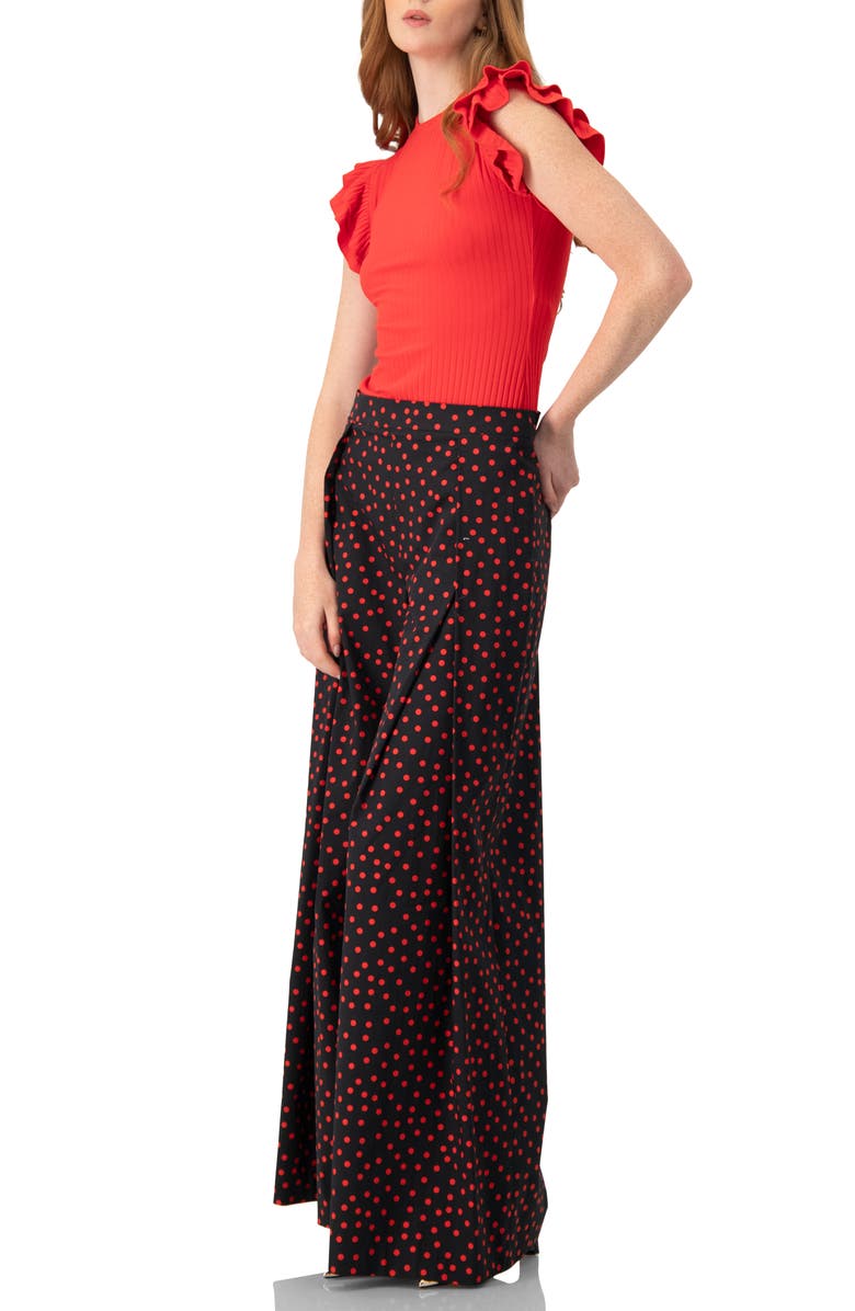 IVONNE Ruffle Sleeve Bodysuit, Alternate, color, Red